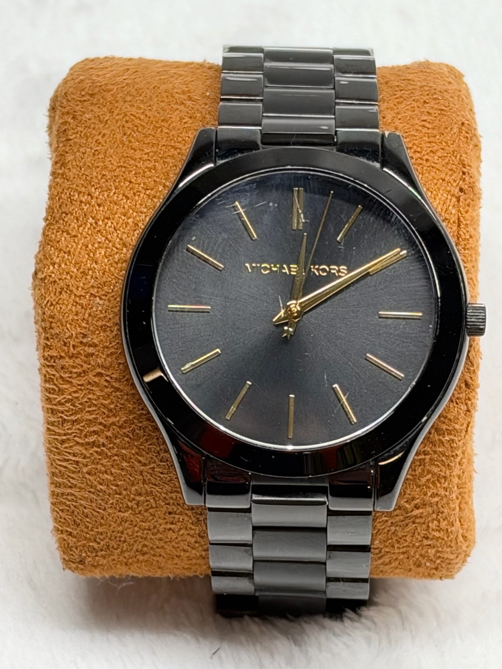 Michael Kors MK-3221 Watch 41mm Slim Black Stainless Steel Band New Battery